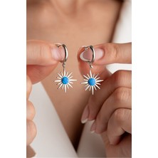 Çekirdek Jewelry 925 Ayar Gümüş Rodyum Opal Taşlı Küpe