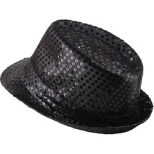 Zero Land Ozlstor Çocuk Boy Siyah Payetli Şapka Gösteri Şapkası Michael Jackson Şapkası 54 No