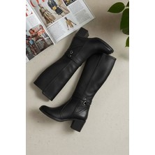 Ayakkabı Fuarı Elit SYHZ2112 Kadın Topuklu Çizme Siyah