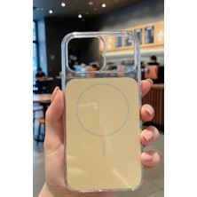 As Mobile iPhone 14 Pro Max Uyumlu Magsafe Şeffaf - Bej Kılıf | Sararmaz Sert Mika Kapak, Darbe Emici Kamera Korumalı Stil