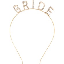 River World Bekarlığa Veda Altın Gold Renk Kristal Taş Bride Tacı