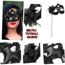 Zero Land Ozlstor Siyah Işıltılı Tutmalı Fotoğraf Çekimi Maskesi 18X29 cm