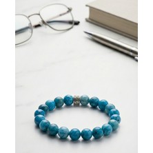 MMİF Apatit Doğal Taş Bileklik Motivasyon ve Odak Bilekliği 8mm Unisex Mavi