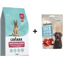 Caviara Kuzu Etli Orta ve Büyük Irk Köpek Maması 2 kg + 1 Adet Caviara Ördek Etli Kalsiyum Kemik Köpek Ödülü 80 gr