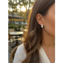 Erer Gümüş Gümüş Oval 12X8 mm 4,5 Carat  Tektaş Küpe