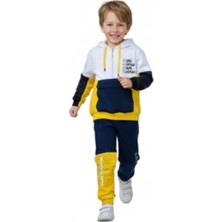 Nk Kids Erkek Çocuk Sarı Beyaz Siyah Kapüşonlu Eşofman Takımı – Pamuklu, Şık ve Rahat Tasarım