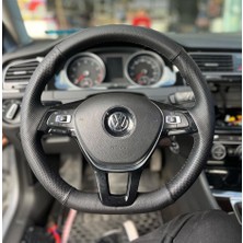 İskender Oto Aksesuar Direksiyon Kılıfı Volkswagen Golf 7 - Passat B7 - Polo 2017 - 2021  Caddy 2016 - 2021  MANUEL UYUMLU Sport Noktalı Siyah Dikiş Desen Detay deri direksiyon