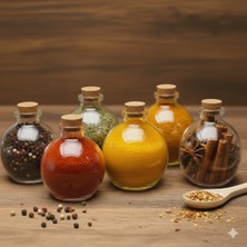 JUNIBELIW 6 Adet Çok Amaçlı Boş 50CC Şeffaf Cam Küçük Iksir Baharatlık Mantar Tıpalı Şişe 6X50ML