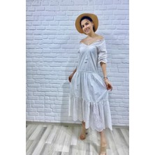 Mericline Beyaz Dantelli New Elbise