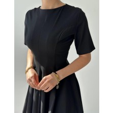 Mericline Crem Pliseli Elbise