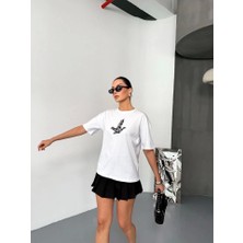 Mericline Kısa Kol Baskılı T-Shirt - Beyaz
