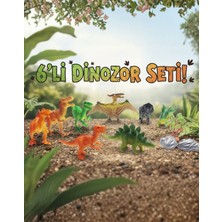 Craftivio 6'lı Gerçekçi Dinozor Figür Seti - Ağaç ve Kaya Aksesuarlı Eğitici Oyuncak Dinozor Dünyası