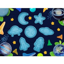 ADA 3D Uzay Temalı Gezegen Astronot Roket Ufo Alien Kurabiye Kalıbı Seti Pasta