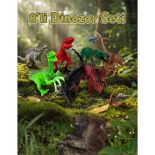 Craftivio 8'li Dinozor Seti - Eğitici Gerçekçi Görünümlü Plastik Oyuncak Hayvan Figürleri