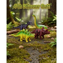 Craftivio 4'lü Dinozor Seti Oyuncak Gerçekçi Hayvan Figürleri Eğitici Oyun Seti