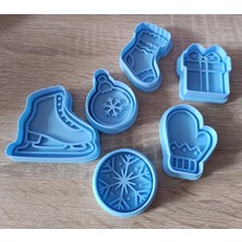 ADA 3D Kış Temalı Buz Pateni Eldiven Kar Tanesi Yılbaşı Kurabiye Kalıbı Seti