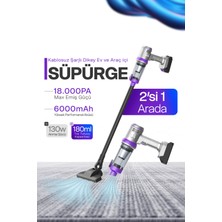 Ensiga 18.000 Pa Max Emiş Güçlü Kablosuz Şarjlı Dikey Süpürge Ev ve Araç Içi Süpürge