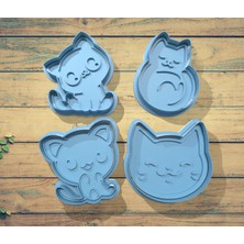 ADA 3D Sevimli Yavru Kedi Figürlü 4 Parça Kurabiye Kalıbı Hayvan Temalı Kesici