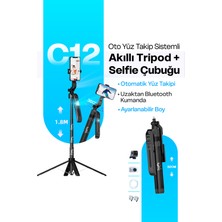 Belirtilmemiş Sistemli Çok Amaçlı Bluetooth Kumandalı Akıllı Tripod + Selfie Çubuğu 180CM