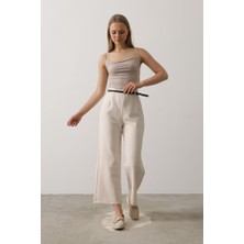 Mericline Kemer Pens Detaylı Pantolon - Bej