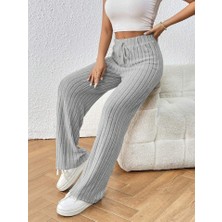 Mericline Kadın Hafif Şardonlu Full Likralı Fitilli Kaşkorse Kumaş Bol Paça Pantolon