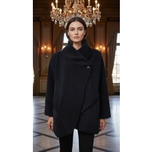 Kadın Tek Düğmeli Uzun Kol Kuzu Tasarım Ceket