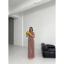 Mericline Ti̇na Asi̇metri̇k Keten Yelek Pantolon Takim