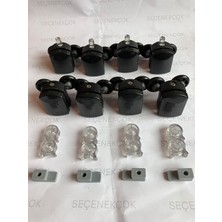 Seçenek Çok Cam Duşakabin Tekerleği Metal Gövde Siyah 8'li Tam Set