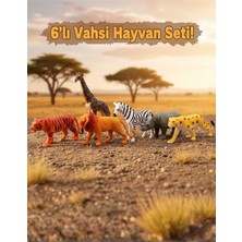 Craftivio 6'lı Vahşi Hayvanlar Figür Oyuncak Seti - Eğitici Safari ve Orman Hayvanları (Aslan, Kaplan, Zürafa)
