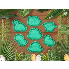 ADA 3D Sevimli Dinozor T-Rex Stegosaurus Figürlü 7 Parça Kurabiye Kalıbı Seti