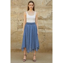 Kadın Asimetrik Astarlı %100 Pamuk Cadı Etek