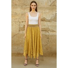 Kadın Asimetrik Astarlı %100 Pamuk Cadı Etek