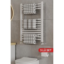 Bino 3 Adet Banyo Düzenleyici Organizer Şampuanlık Havlupan Askısı Havluluk Siyah Banyo Rafı Mutfak Rafı