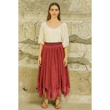 Kadın Asimetrik Astarlı %100 Pamuk Cadı Etek