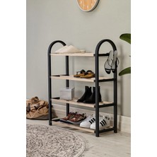 Comprox Midi Ahşap Çubuklu 4 Bölmeli  Ayakkabılık 8 Çift Ayakkabı Kapasiteli 1.sınıf Kalite Raf Ünitesi