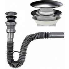 Yapı Kalite Koku Önleyicili Pop-Up Bas Aç Körüklü Banyo Lavabosu Gider Sifonu Gri Renk