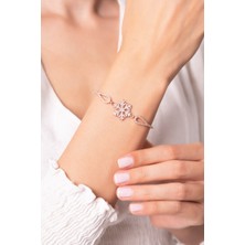 Çekirdek Jewelry 925 Ayar Gümüş Rose Kaplama Kartaneli Bileklik