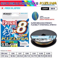 Owner Kizuna 56119 Pe 150M X8 Multi Color Ip Misina