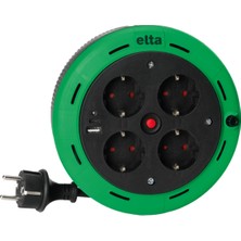 Pratik El Tipi Uzatma Kablosu - 5m Elta Makaralı Priz