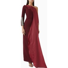 Ac By Aanchal Chanda Kristal Manşet Detaylı Asimetrik Maxi Kadın Elbise