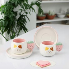 Kosova Züccaciye Kosova Kedi Figürlü 2’li Seramik Kahve Fincan Seti 99 ml