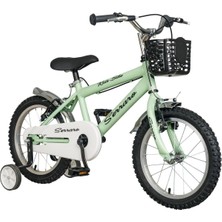 Feyza Design Çocuk Bisikleti 16 Jant 2025 Model Soluk Yeşil Çamurluk ve Sepetli