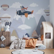 Grown Dağlar ve Balon Temalı Çocuk Odası Duvar Kağıdı