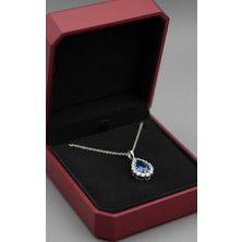 Çekirdek Jewelry 925 Ayar Gümüş Safir Damla Taşlı Kolye
