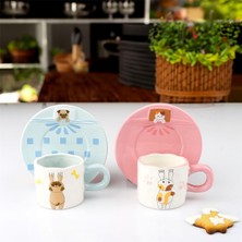 Kosova Züccaciye Kosova Kedi & Köpek Figürlü 2’li Seramik Kahve Fincan Seti