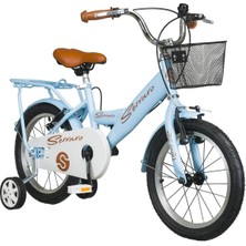 Feyza Design 16 Jant Çocuk Bisikleti, Mavi ve Kahve, Klasik Tasarım, Çamurluk ve Sepetli