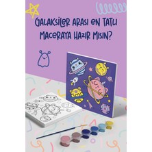 Mind & Play Galaksi Temalı Çocuk Tuval Boyama Seti | Tuval + 6 Renk Akrilik Boya + Fırça