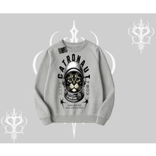 Stay Cool Kedi Baskılı Biskilet Sweatshirt