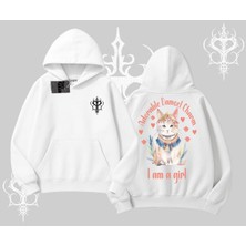 Tarzsokak Cute Princess Kedi Tasarımlı Arka Baskılı Kapşonlu Sweatshirt