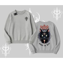Gothic Cat Made In Hell Baskılı Sweatshirt Biskilet Sweatshirt